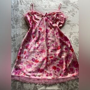 Jaclyn Smith Vibrant Pink Floral Mini Dress Y2K Size XS